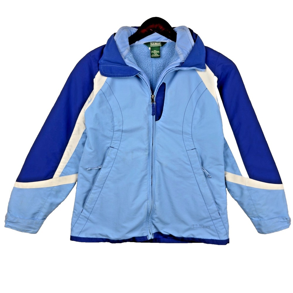 L.L.Bean Girls 8‎ Blue Ski Jacket Fleece Lined Hooded Winter Coat